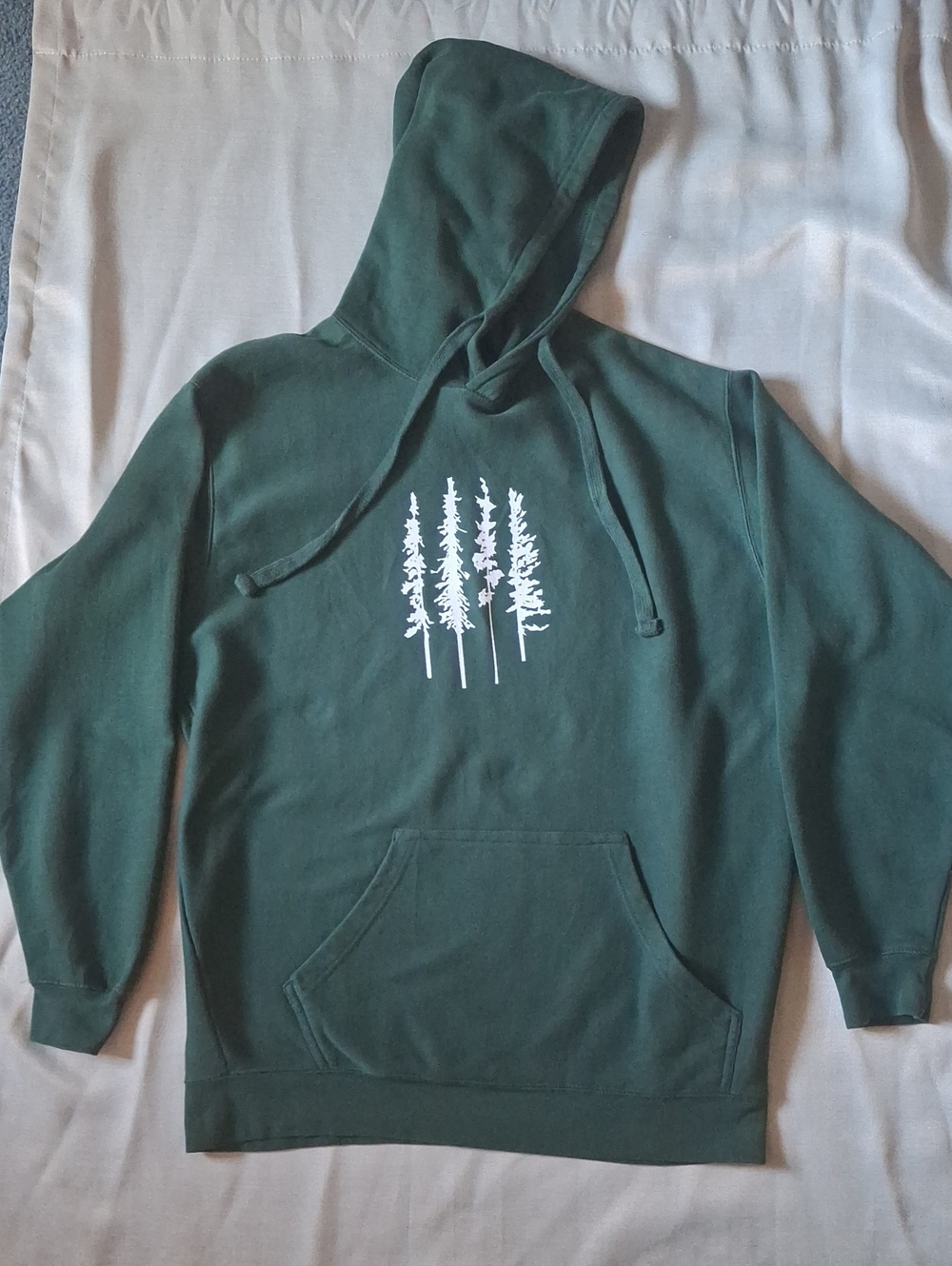 MillTex Heavyweight Forest Green Pine Tree Cabin Hoodie Unisex XL